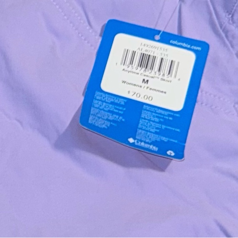 Columbia Light Purple adjustable sides Skort. NWT size M - Picture 9 of 9